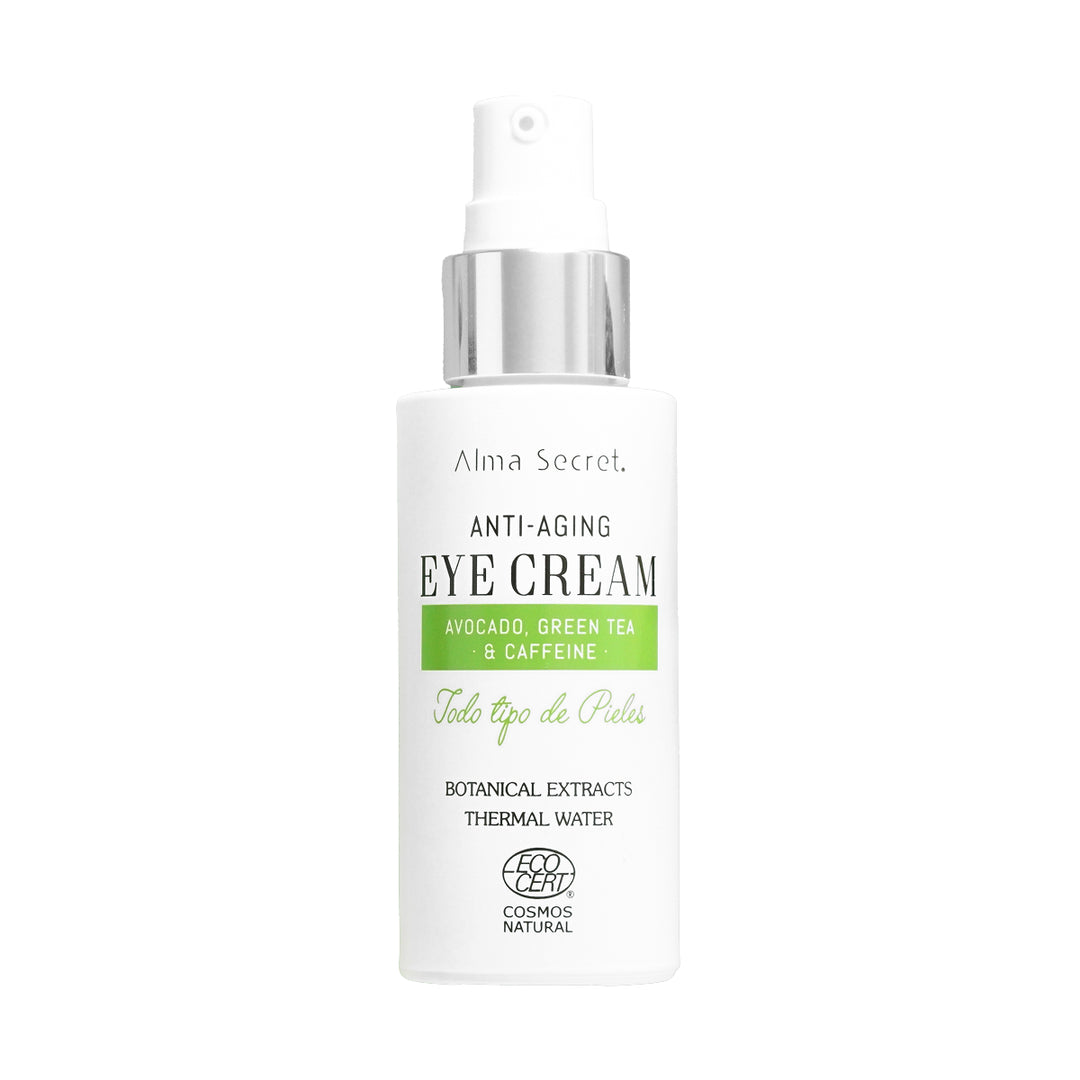 Contorno de ojos antiedad con aguacate, té verde y cafeína para reducir bolsas, ojeras y líneas de expresión - Frontal