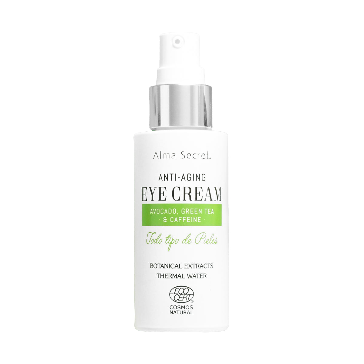 Contorno de ojos antiedad con aguacate, té verde y cafeína para reducir bolsas, ojeras y líneas de expresión - Frontal